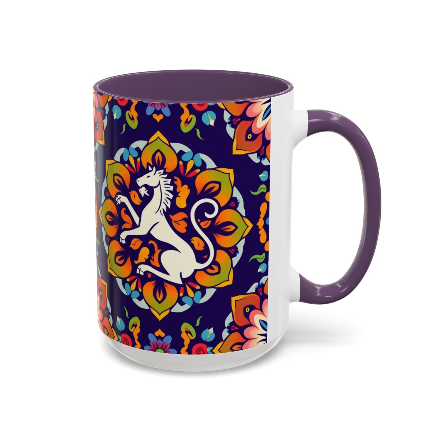 Accent Coffee Mug, Virgo, Zodiac v4. Flower Pattern, (11, 15oz)