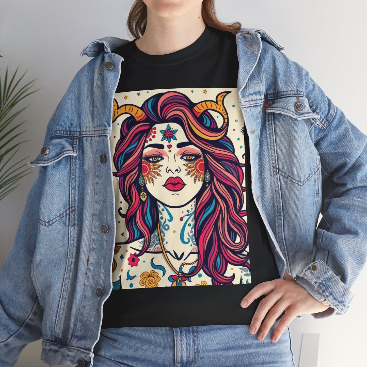 Unisex Heavy Cotton T-Shirt, Virgo, Zodiac v3, Sexy Art