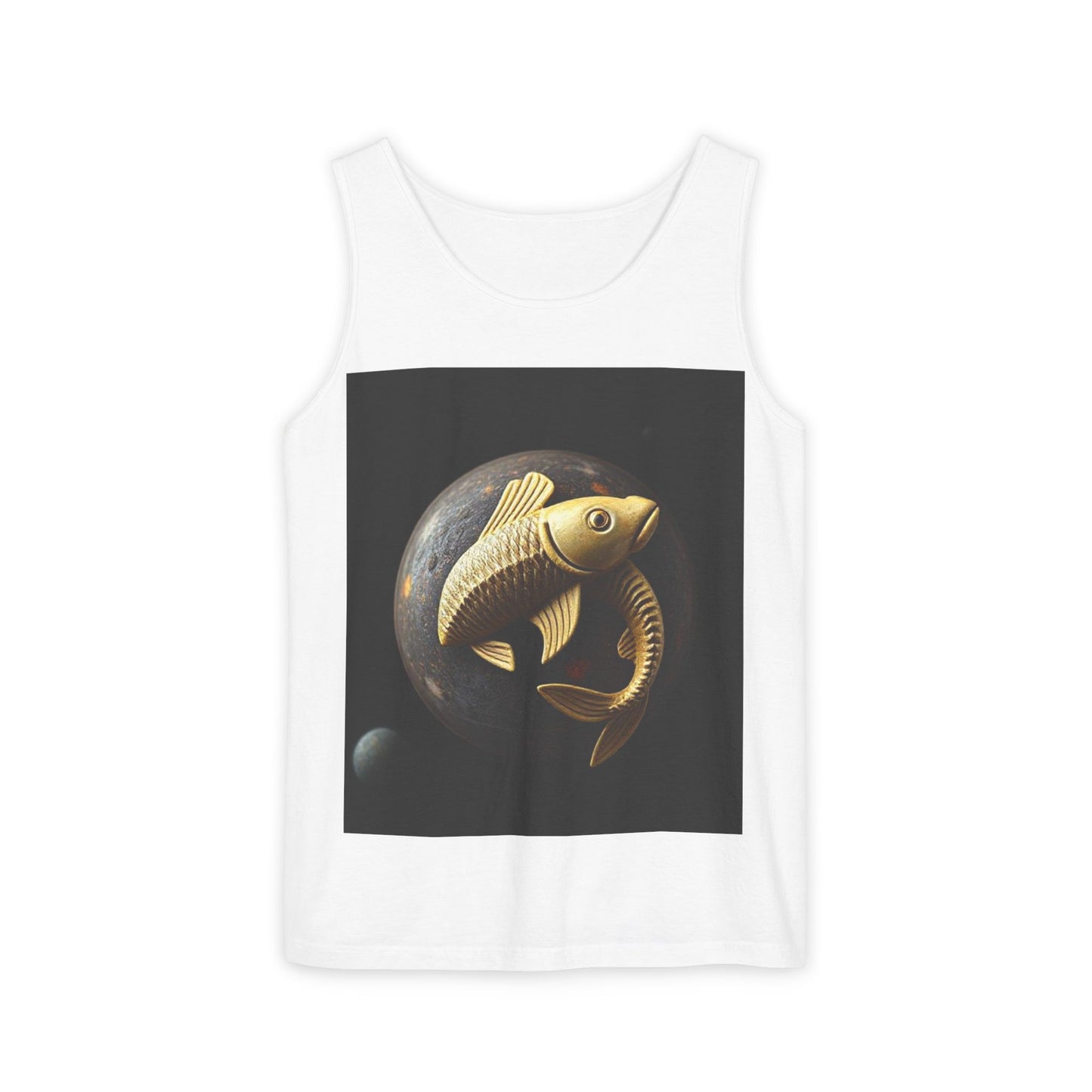 Unisex Garment-Dyed, Tank Top, Pisces Design, Space Animal v1, 100% US cotton