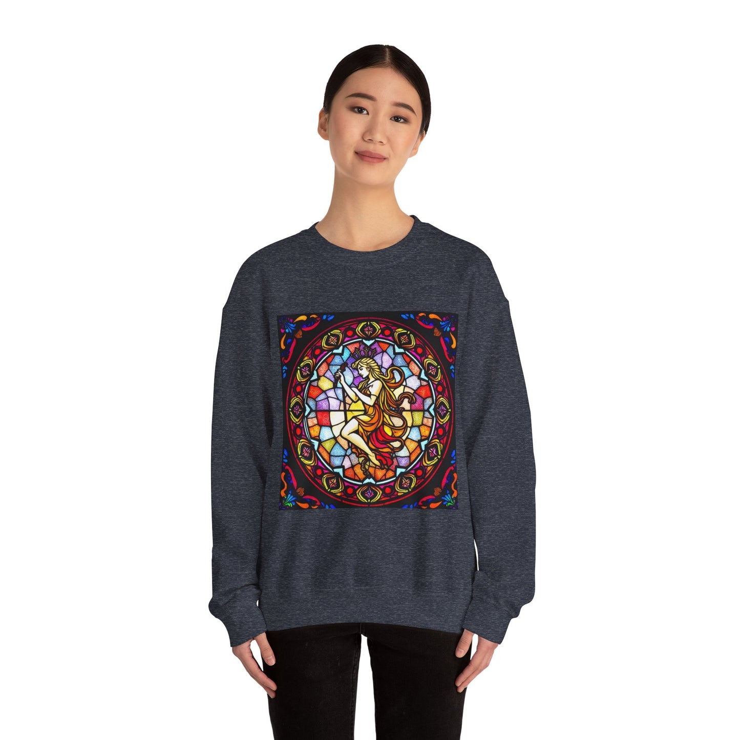 Unisex Heavy Blend™ Crewneck Sweatshirt, Glass, Virgo Zodiac Design