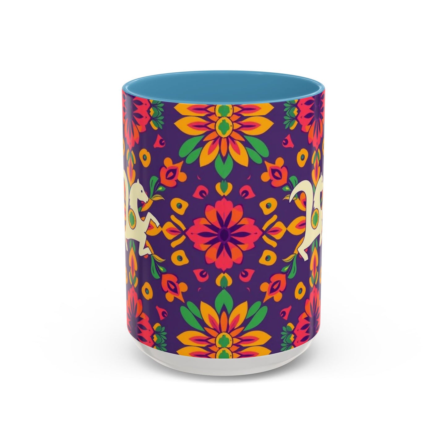 Accent Coffee Mug, Aquarius, Zodiac v2, Flower Pattern, (11, 15oz)
