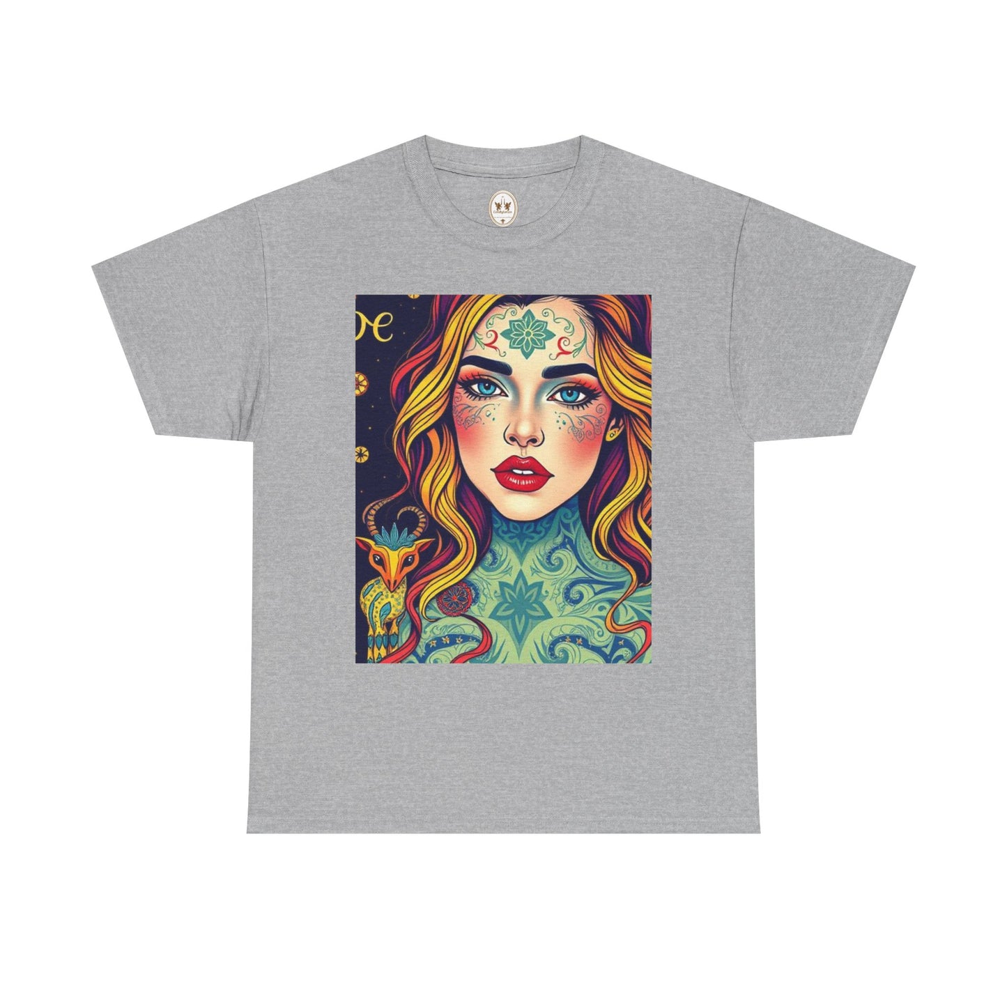 Unisex Heavy Cotton T-Shirt, Aquarius, Zodiac v2, Sexy Art
