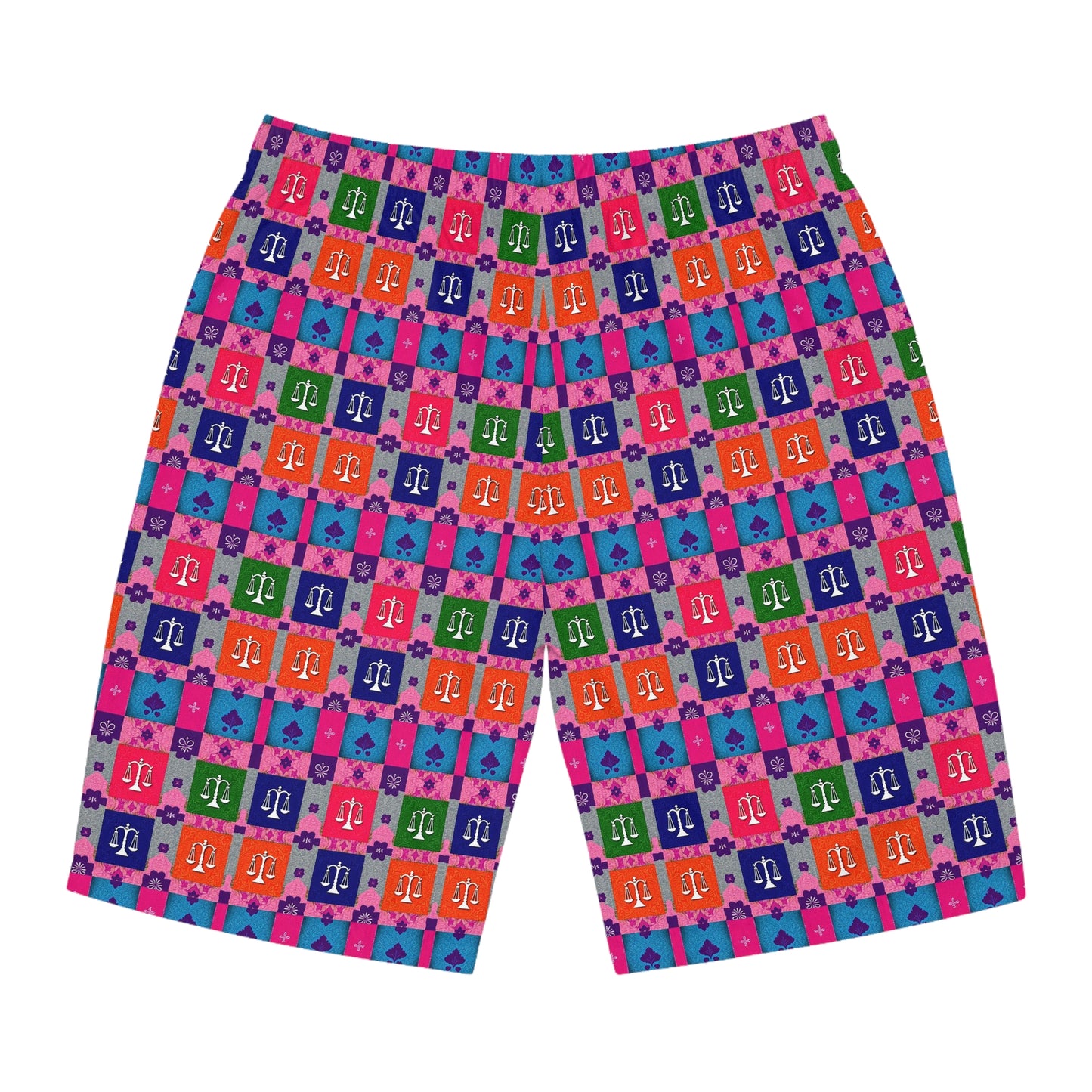Men's Board Shorts, (AOP), Libra, Zodiac, Shape Pattern