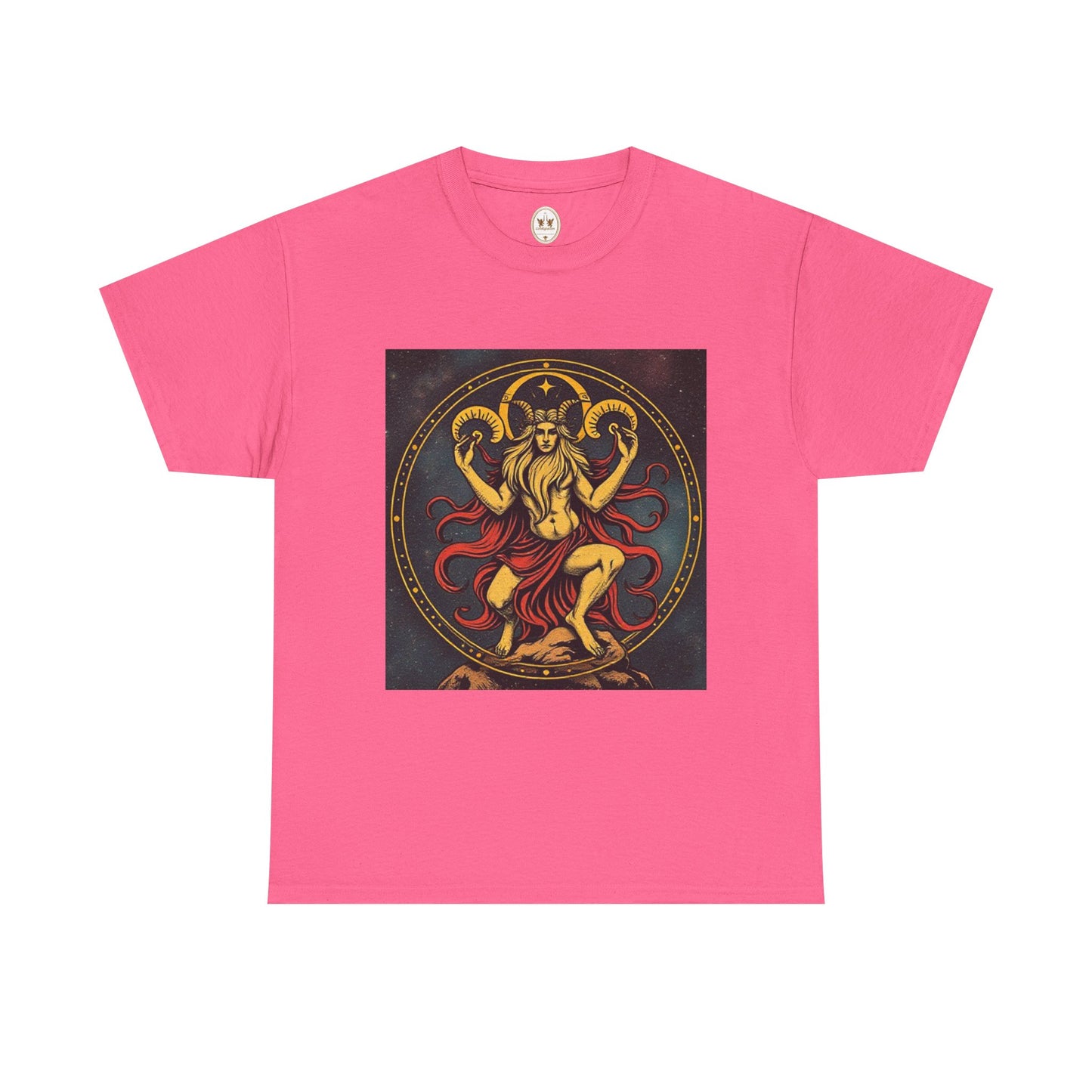 Unisex Heavy Cotton T-Shirt, Aries God 3v, Zodiac Design