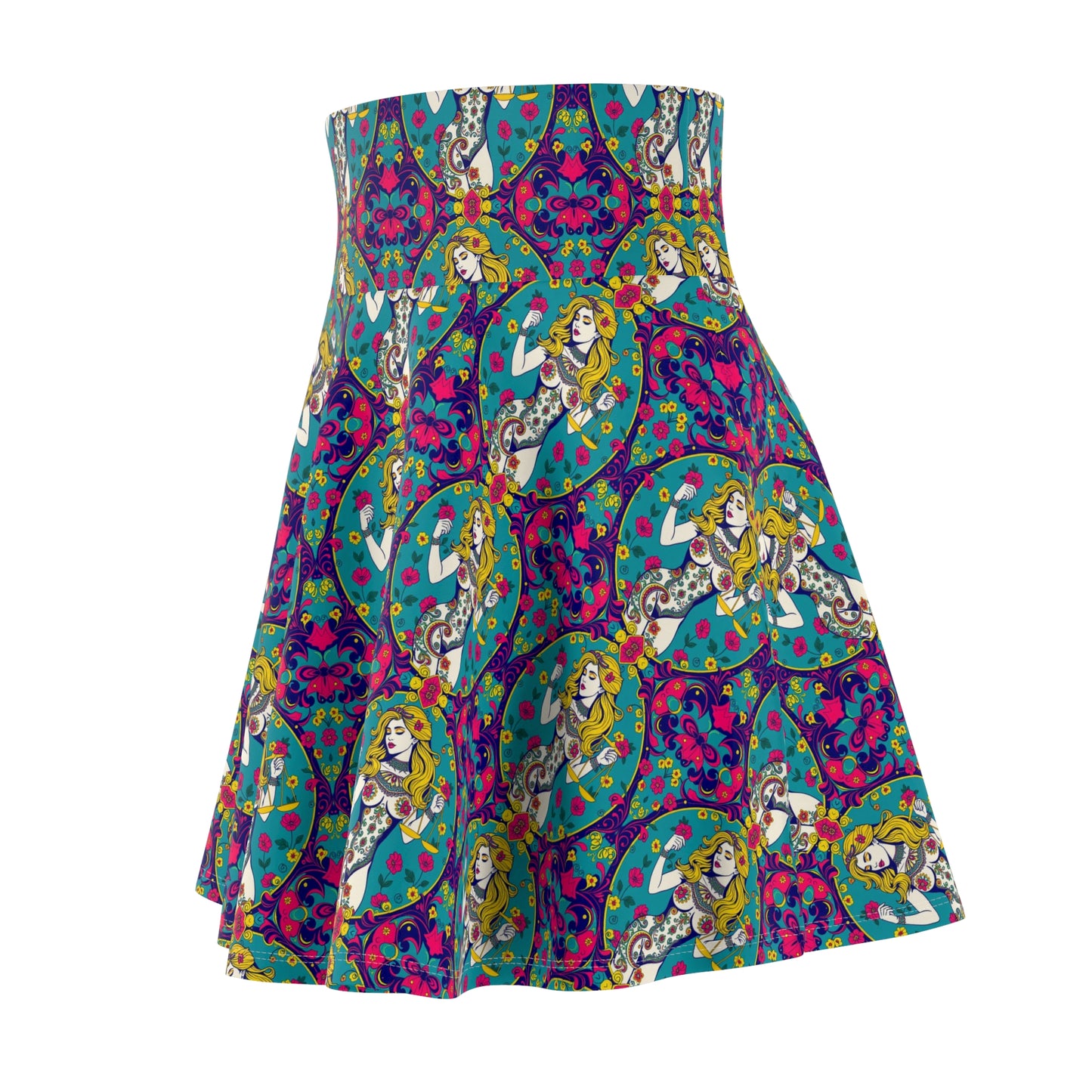 Women's Skater Skirt, (AOP), Libra, Zodiac v1, Sexy Pattern