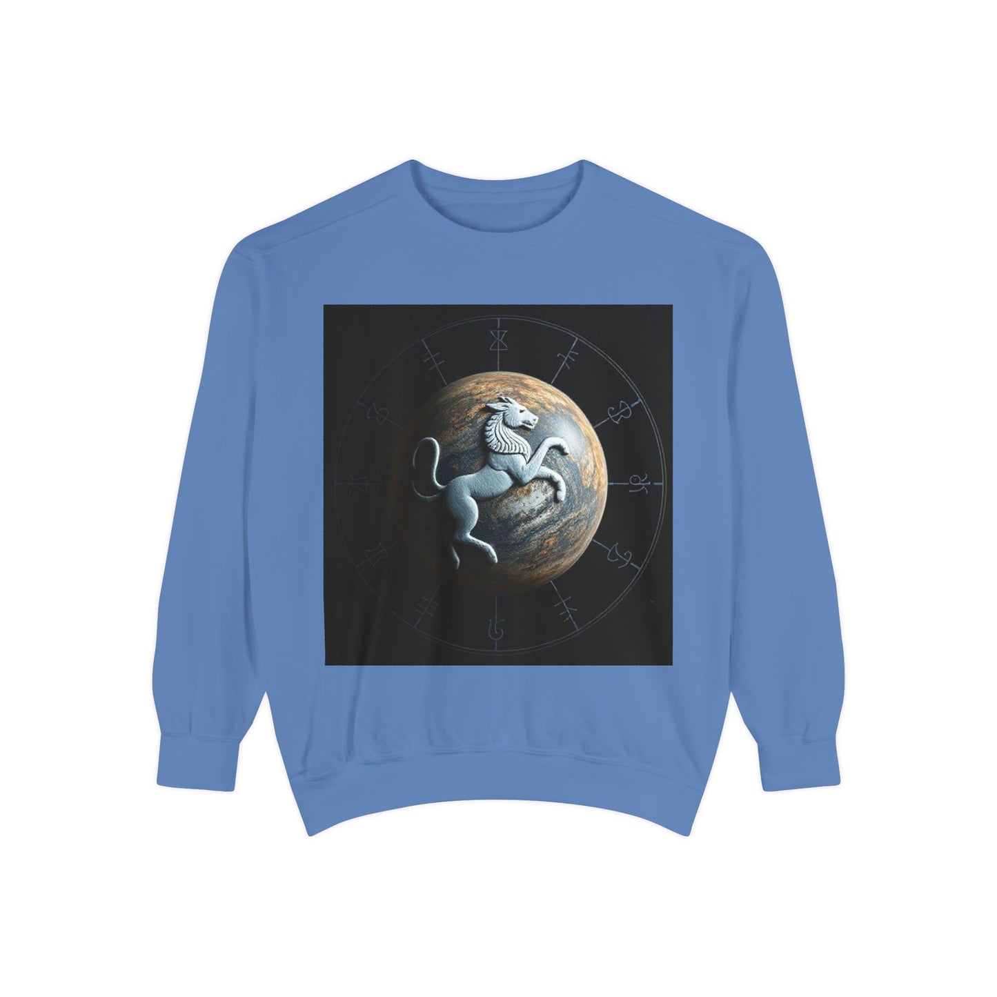 Garment-Dyed Sweatshirt, Unisex, Space Animal Design, Aquarius