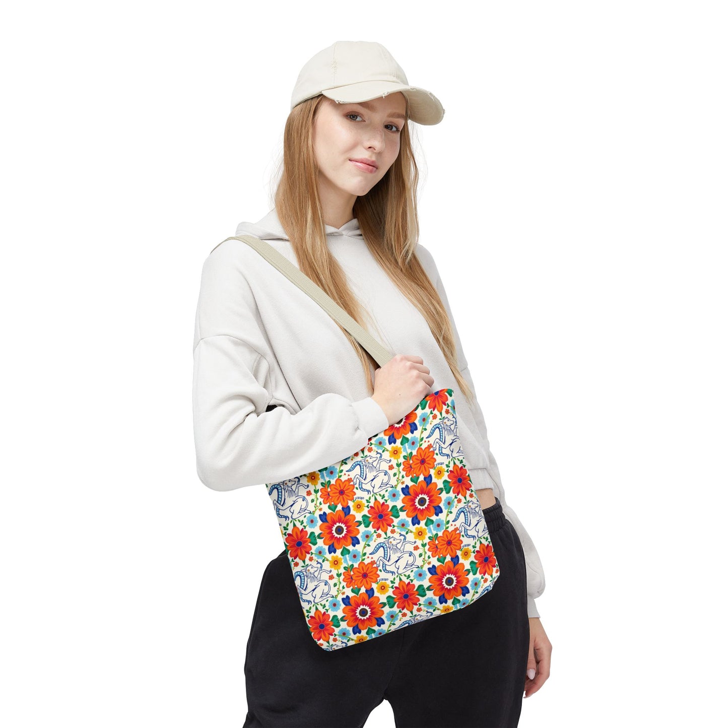 Tote Bag, (AOP), Virgo, Zodiac v1, Flower Pattern