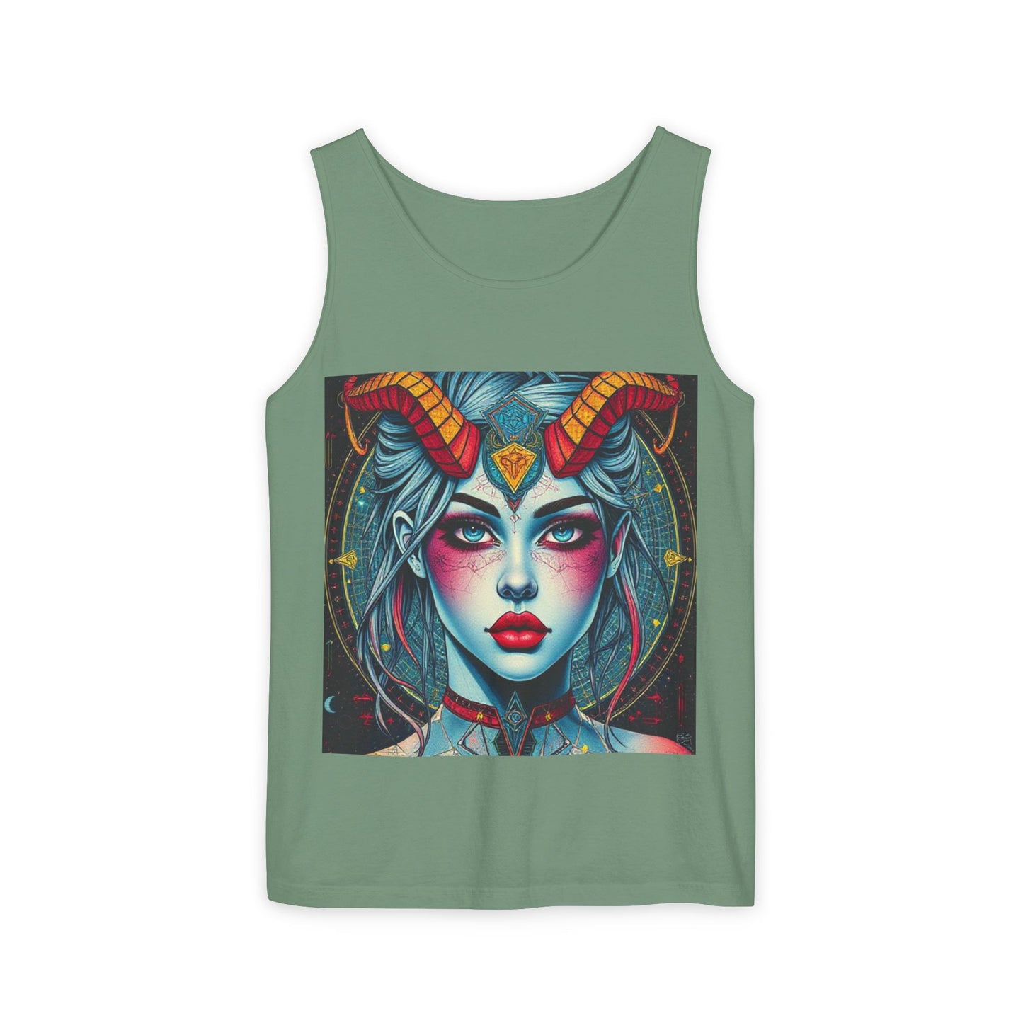 Unisex Garment-Dyed, Tank Top, Capricorn, Pop Art v1, 100% US cotton