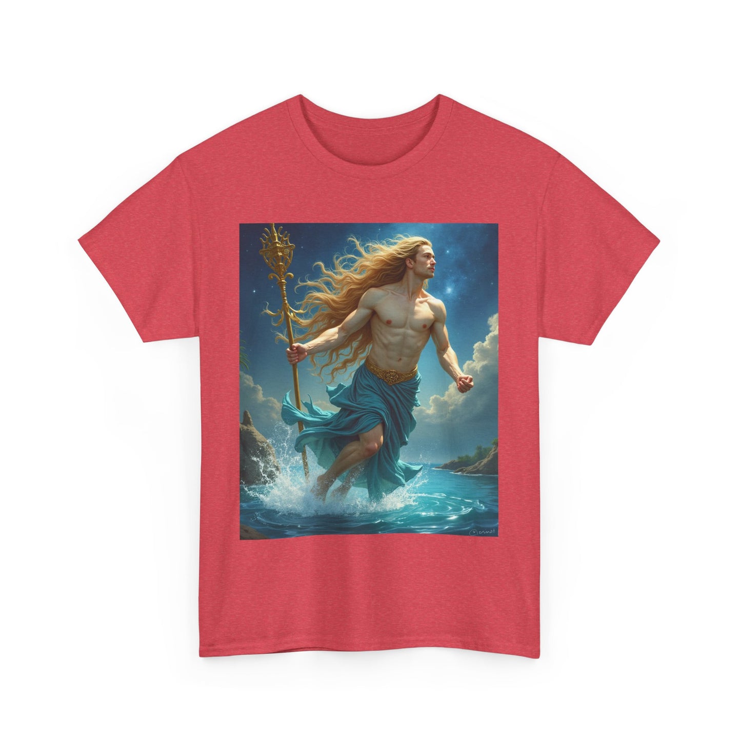 Unisex Heavy Cotton T-Shirt, Realistic, Aquarius Zodiac Design