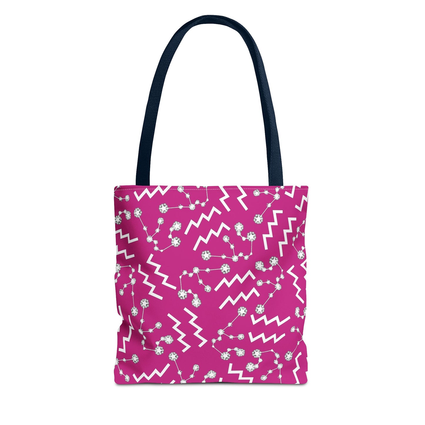 Tote Bag, Aquarius Zodiac Sign, AOP, (Pink, White)