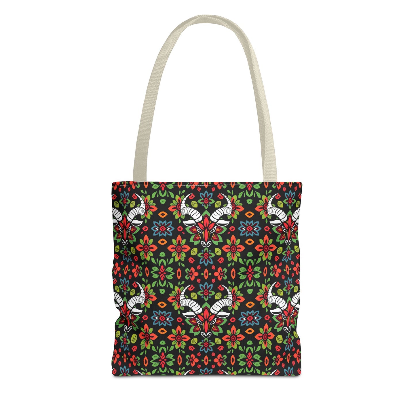Tote Bag (AOP), Taurus, Zodiac v1, Flower Pattern