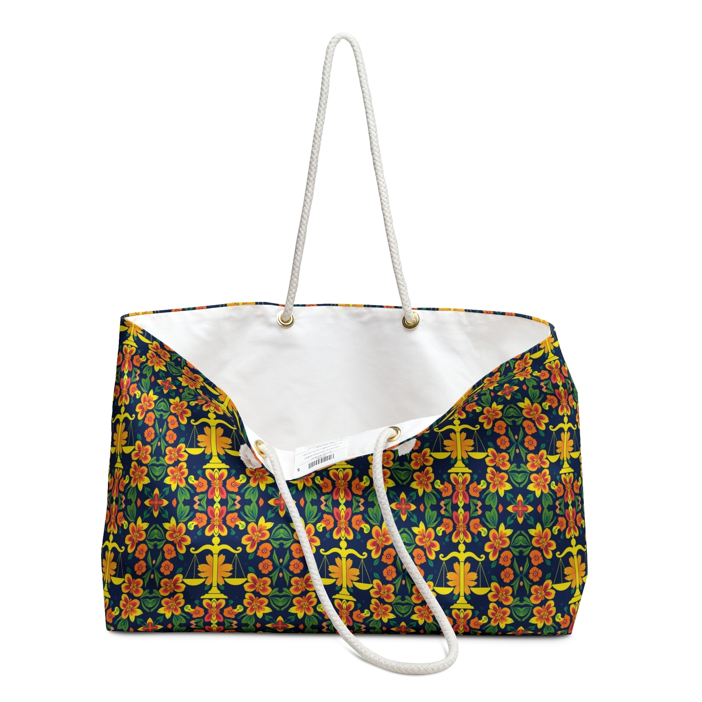 Weekender Bag, Libra, Zodiac v3, Flower Pattern