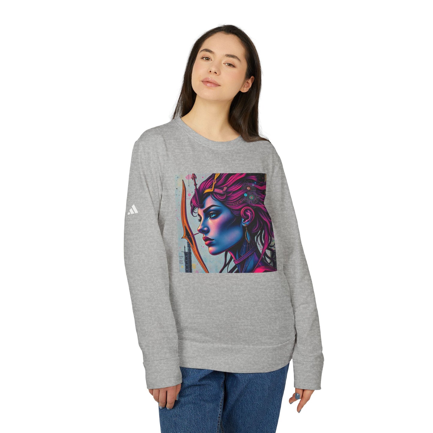 Adidas, Unisex Fleece Crewneck Sweatshirt, Sagittarius, Pop Art v1, Zodiac