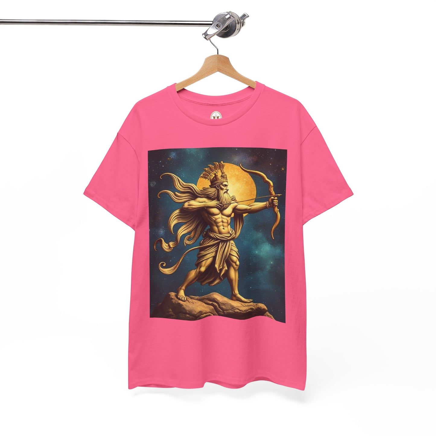 Unisex Heavy Cotton T-Shirt, Midnight Arrow v1, Sagittarius Zodiac Design