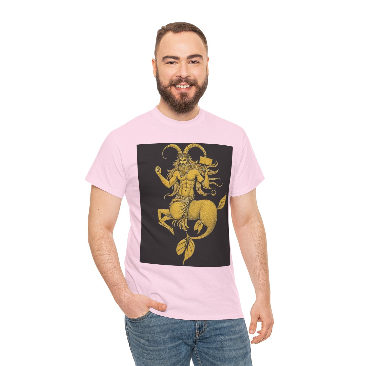 Unisex Heavy Cotton T-Shirt, Capricorn God, Zodiac Design
