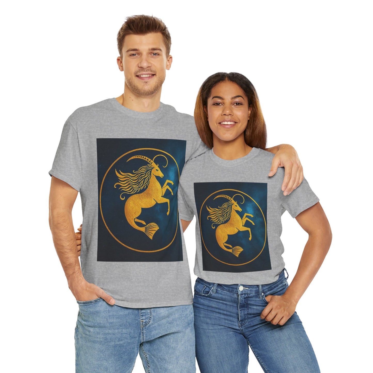 Unisex Heavy Cotton T-Shirt, Capricorn Animal v4, Symbol, Zodiac Design