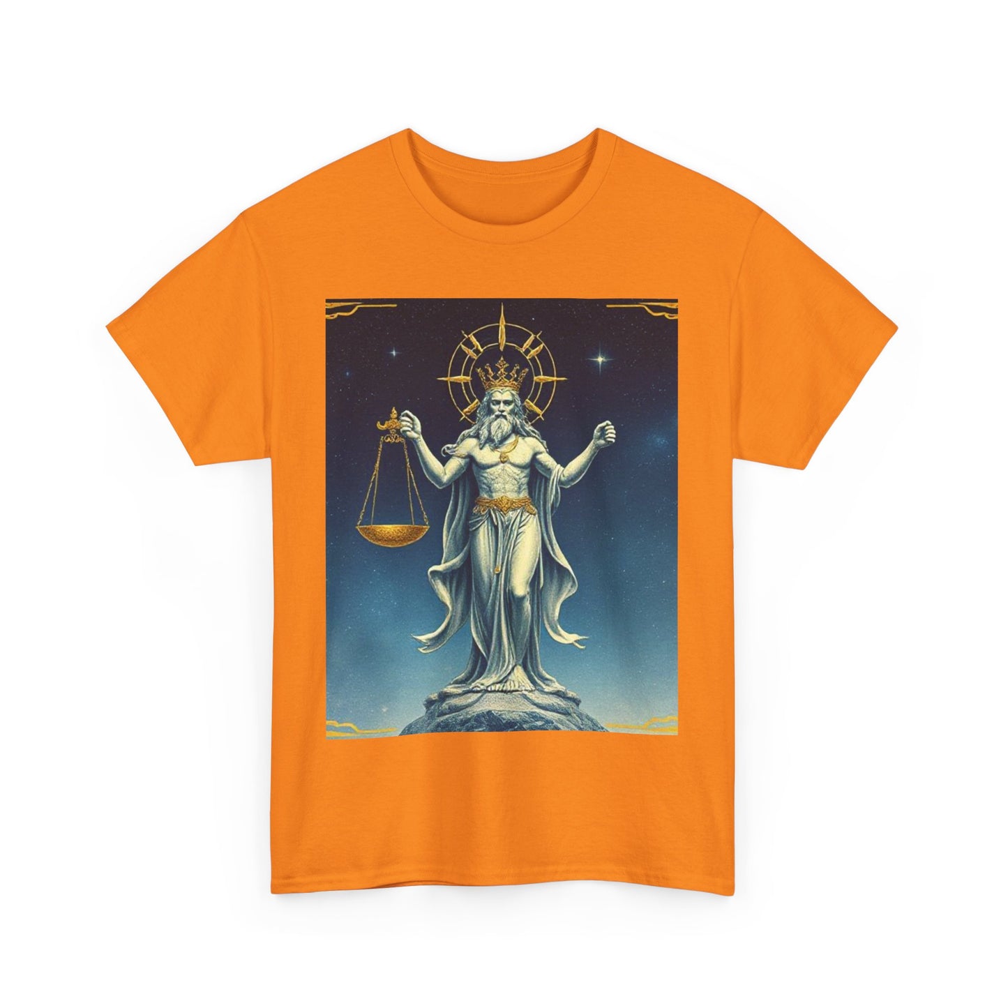 Unisex Heavy Cotton T-Shirt Space v2, Libra God, Zodiac Design