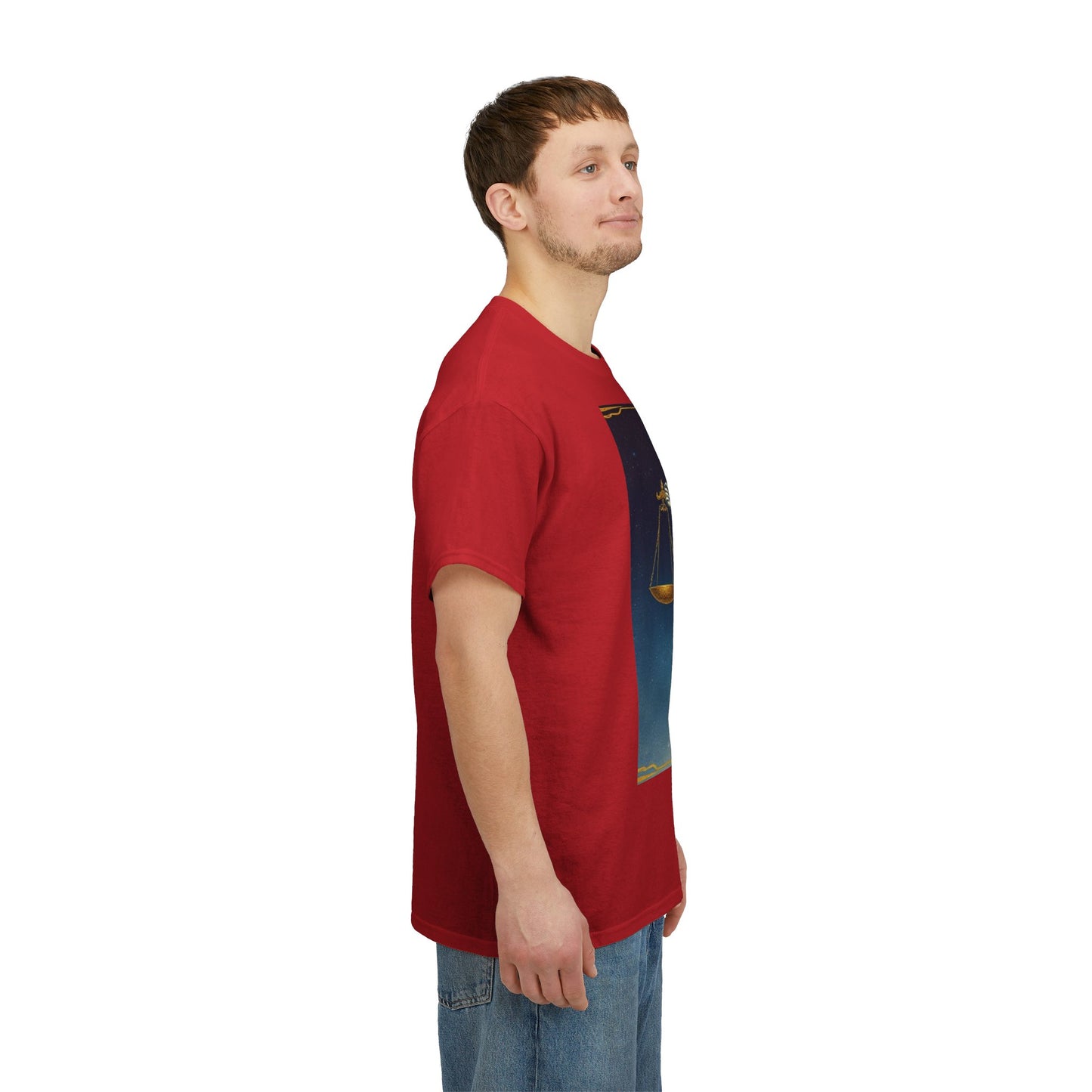 Unisex Heavy Cotton T-Shirt, Space, Libra God, Zodiac Design