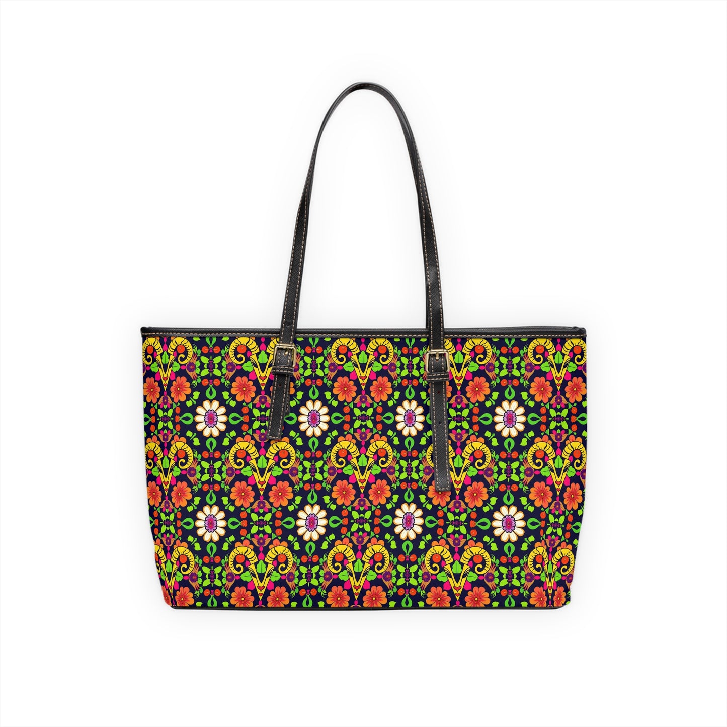 Leather Shoulder Bag, Aries, Zodiac, Flower Pattern