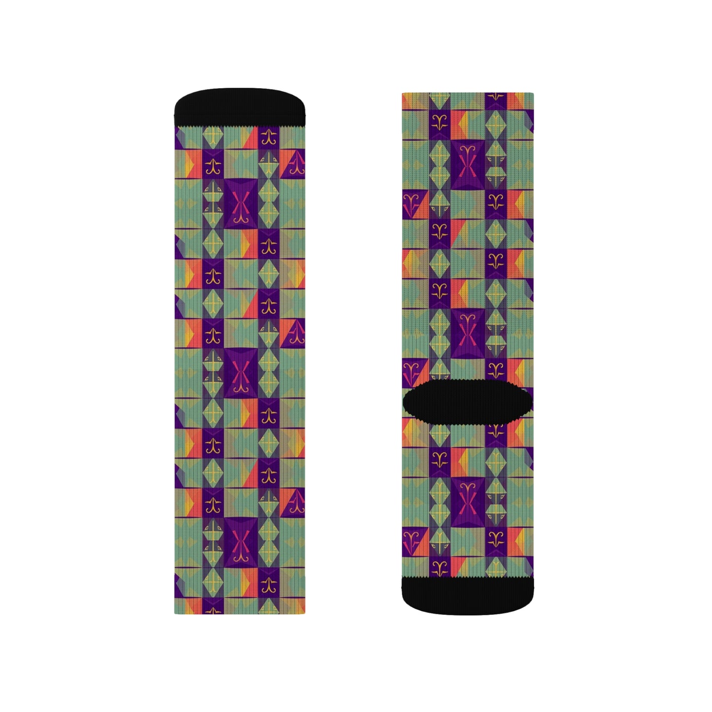 Sublimation Socks, Aquarius, Zodiac v2, Shapes Pattern