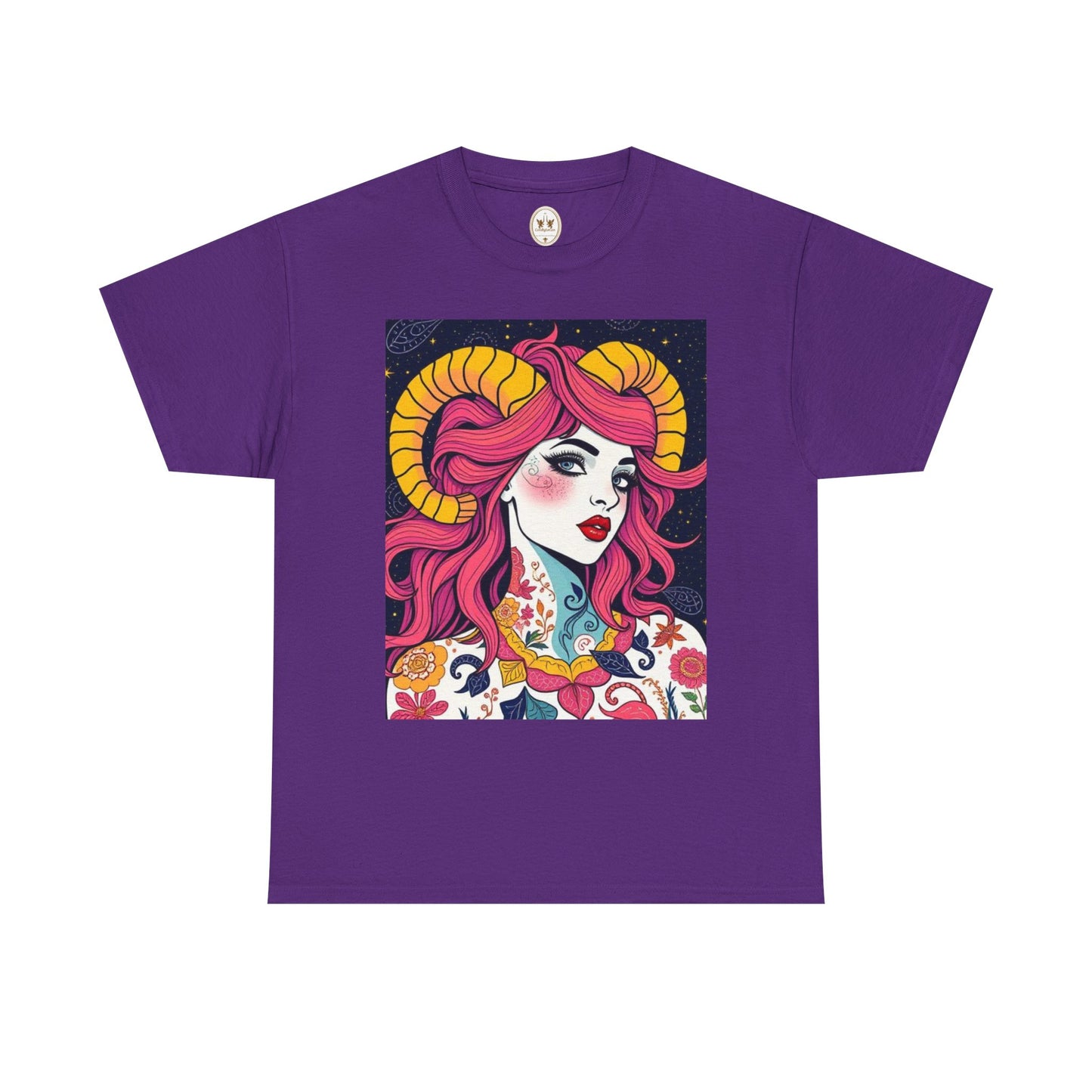 Unisex Heavy Cotton T-Shirt, Aries, Zodiac v2, Sexy Art