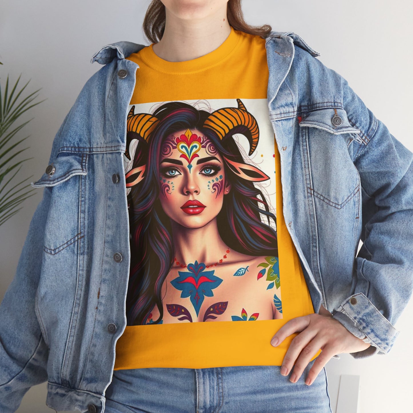 Unisex Heavy Cotton T-Shirt, Taurus, Zodiac v1, Sexy Art