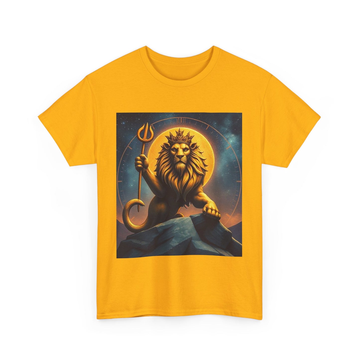 Unisex Heavy Cotton T-Shirt, King of Lions v2, Leo Zodiac Design