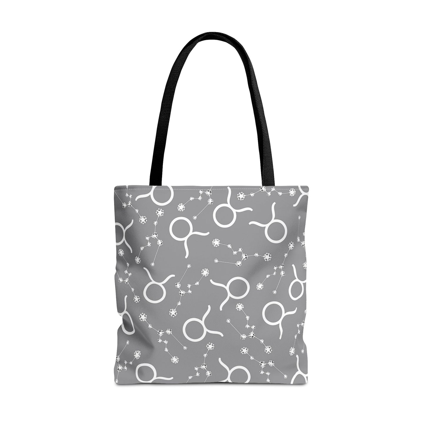 Tote Bag, Taurus Zodiac Sign, AOP, (Grey, White)