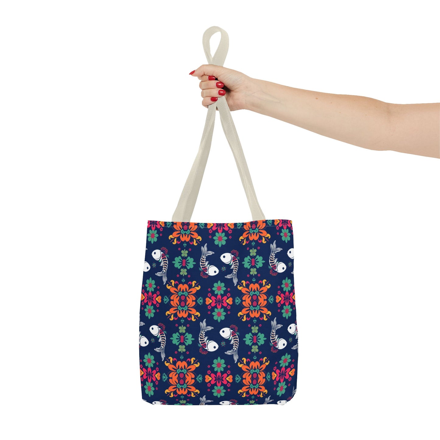 Tote Bag (AOP), Pisces, Zodiac, Flower Pattern