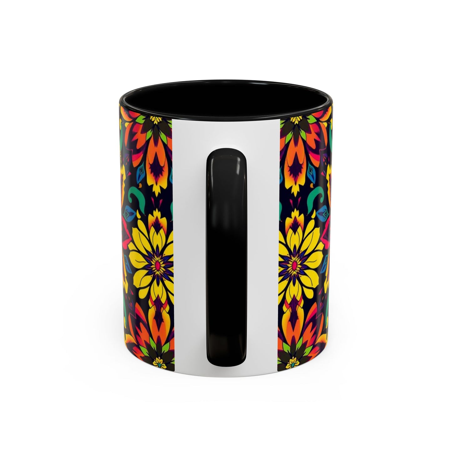 Accent Coffee Mug, Capricorn, Zodiac v4, Flower Pattern, (11, 15oz)