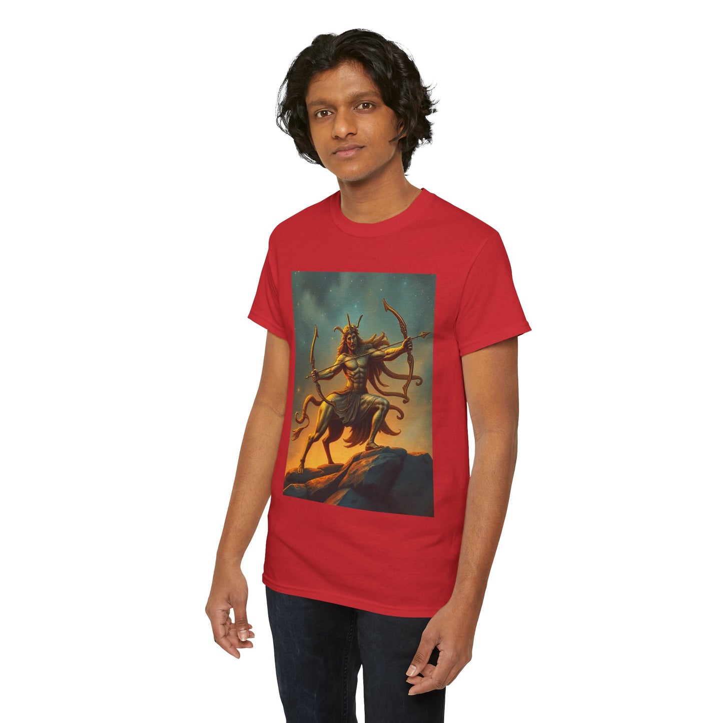 Unisex Heavy Cotton T-Shirt, Arrow Centaur, Sagittarius Zodiac Design