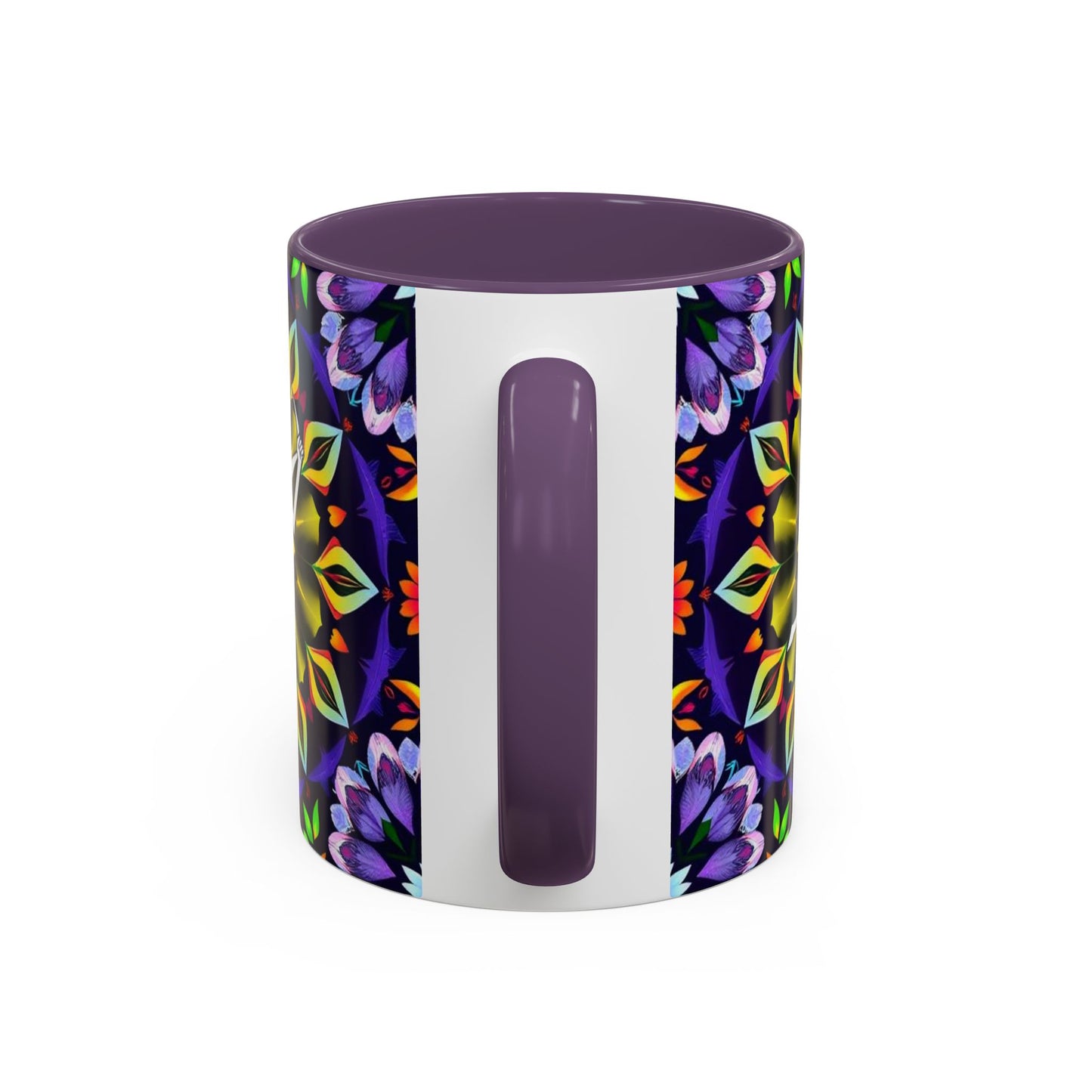 Accent Coffee Mug, Sagittarius, Zodiac v1. Flower Pattern, (11, 15oz)