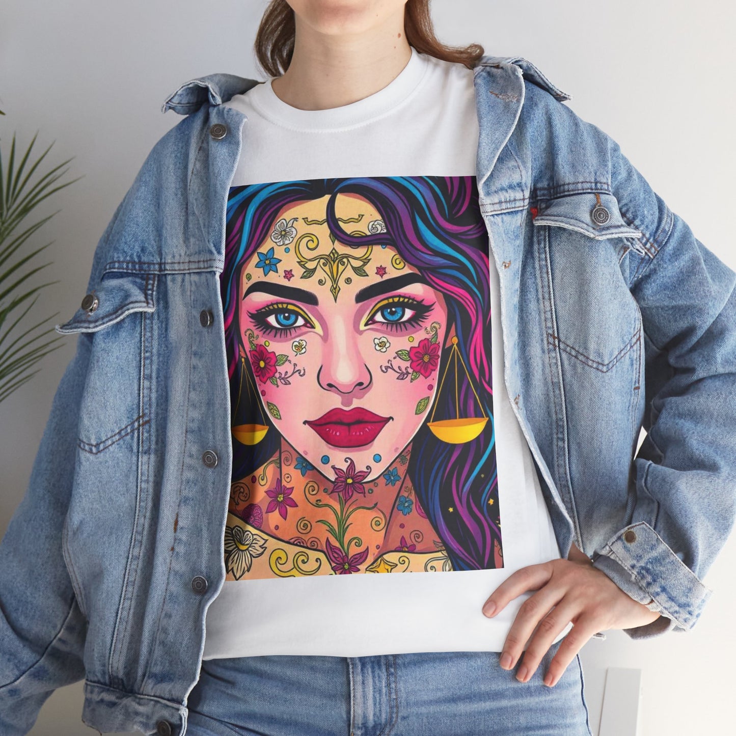 Unisex Heavy Cotton T-Shirt, Libra, Zodiac v4, Sexy Art