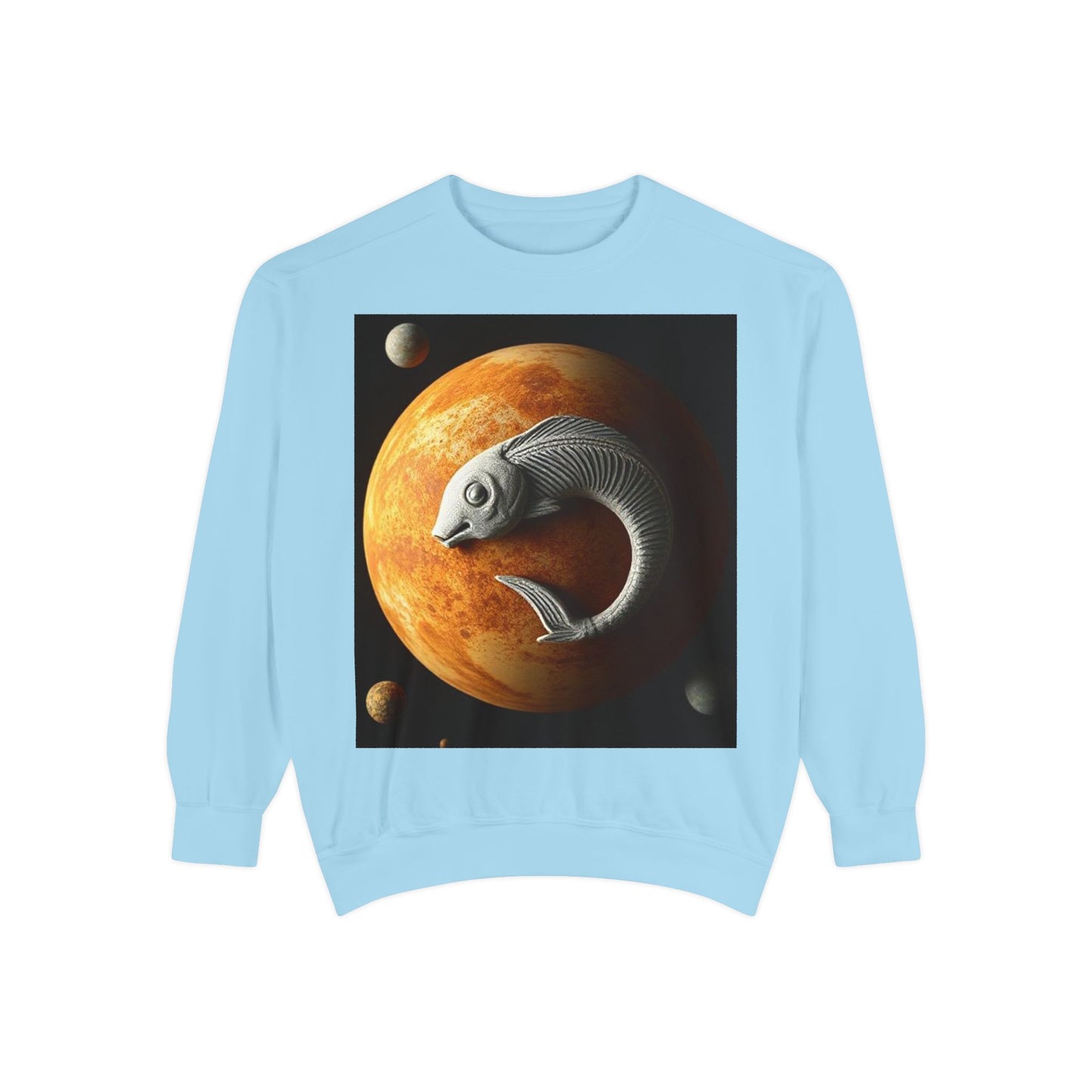 Garment-Dyed Sweatshirt, Unisex, Space Animal Design, Pisces
