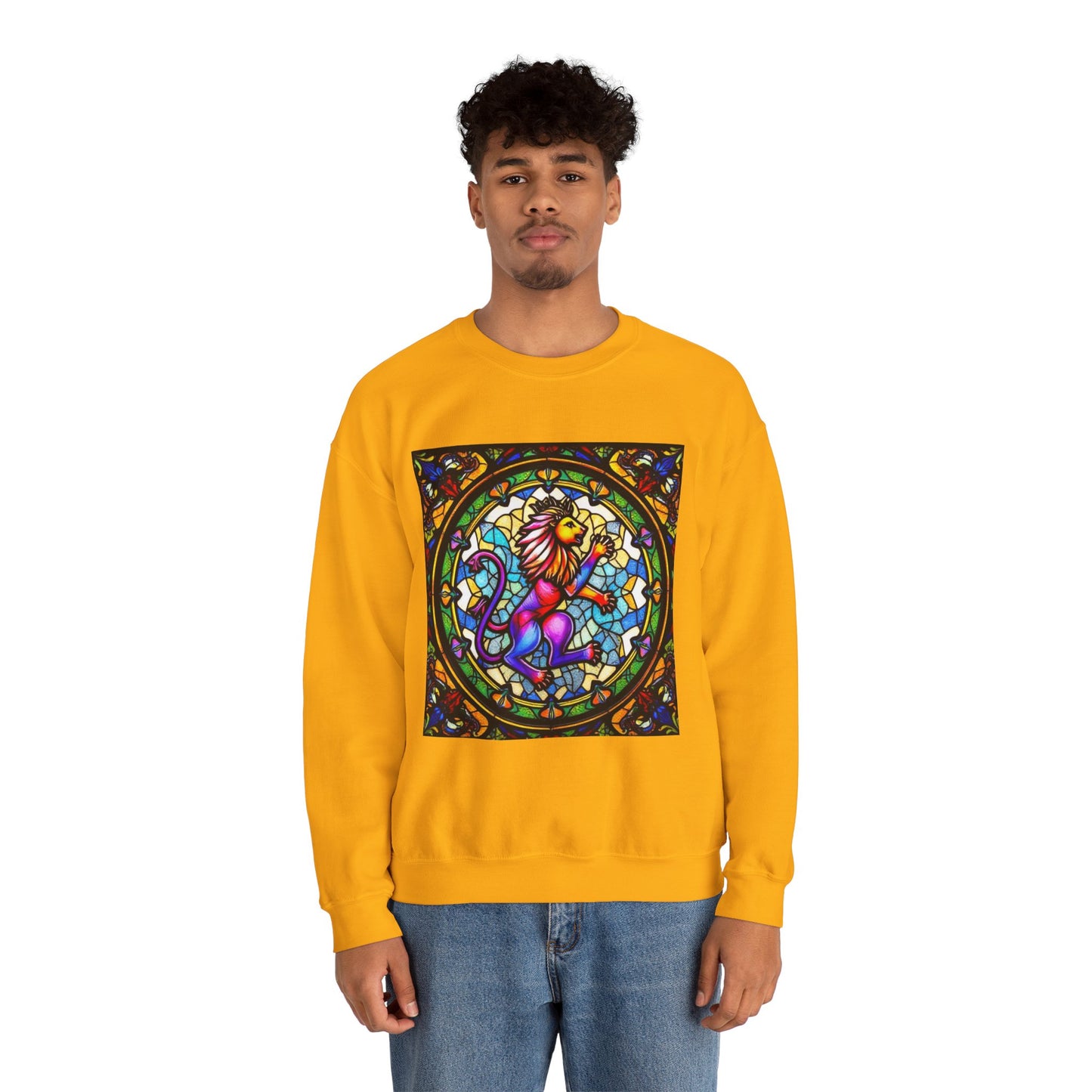 Unisex Heavy Blend™ Crewneck Sweatshirt, Glass, Leo Zodiac Design