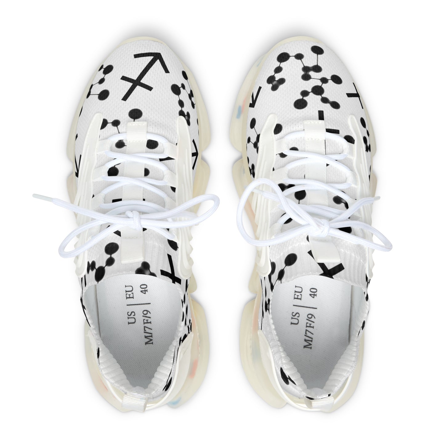 Women's Mesh Sneakers, Constellation & Symbol, Sagittarius Zodiac Sign, AOP