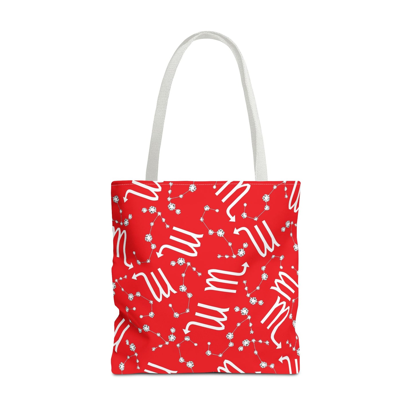 Tote Bag, Scorpio Zodiac Sign, AOP, (Red, White)