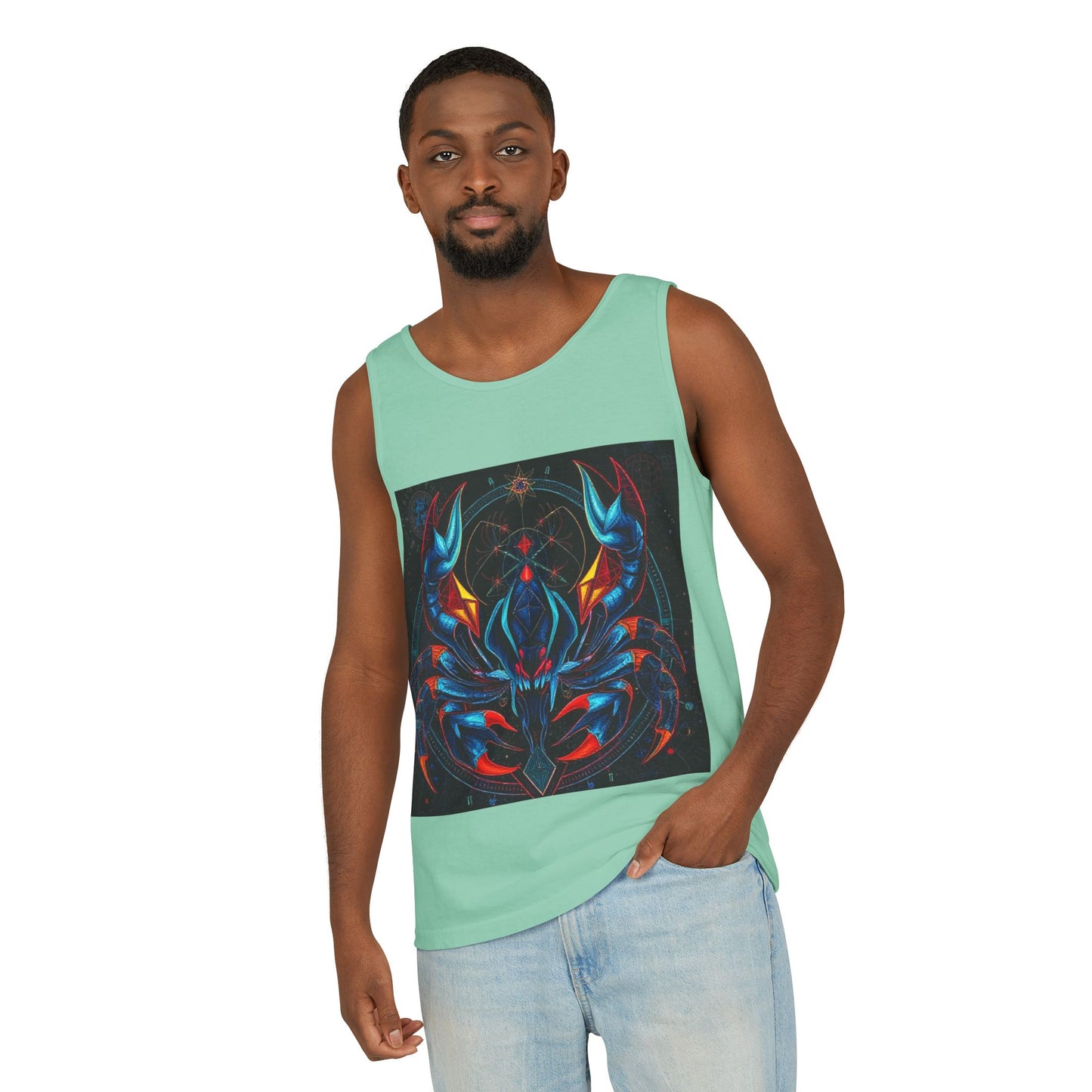 Unisex Garment-Dyed, Tank Top, Scorpio Design, Pop Art v1, 100% US cotton