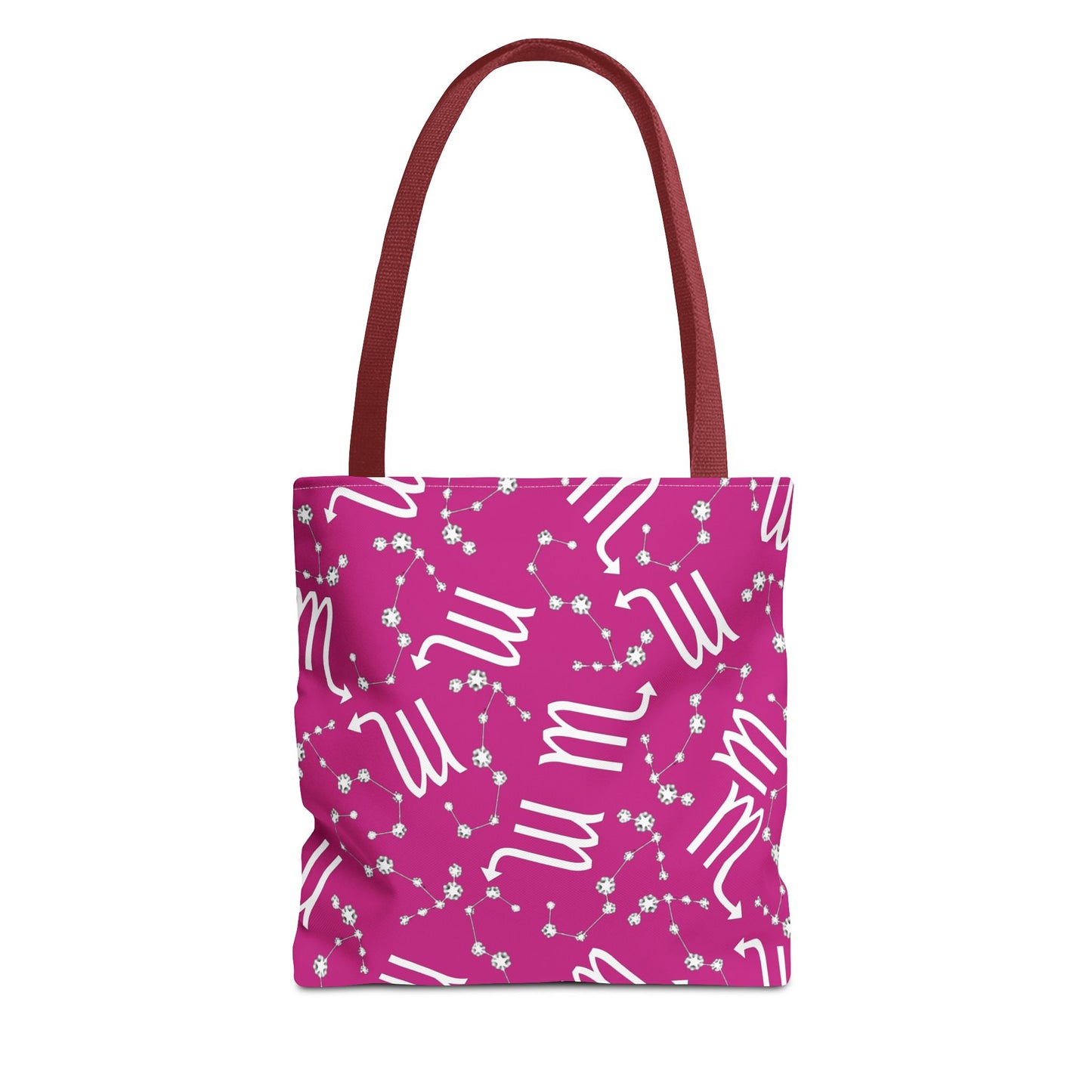 Tote Bag, Scorpio Zodiac Sign, AOP, (Pink, White)