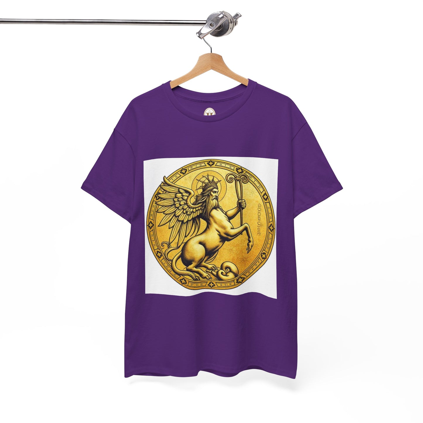 Unisex Heavy Cotton T-Shirt, Golden Angel Coin, Virgo Zodiac Design