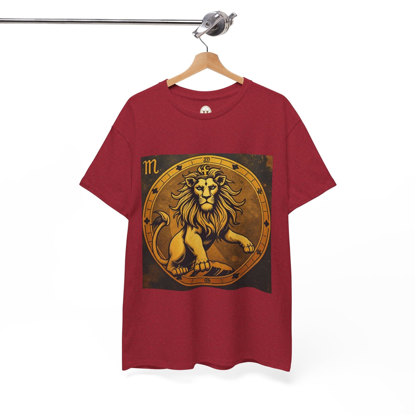Unisex Heavy Cotton T-Shirt, Gold Lion v1, Leo Zodiac Design