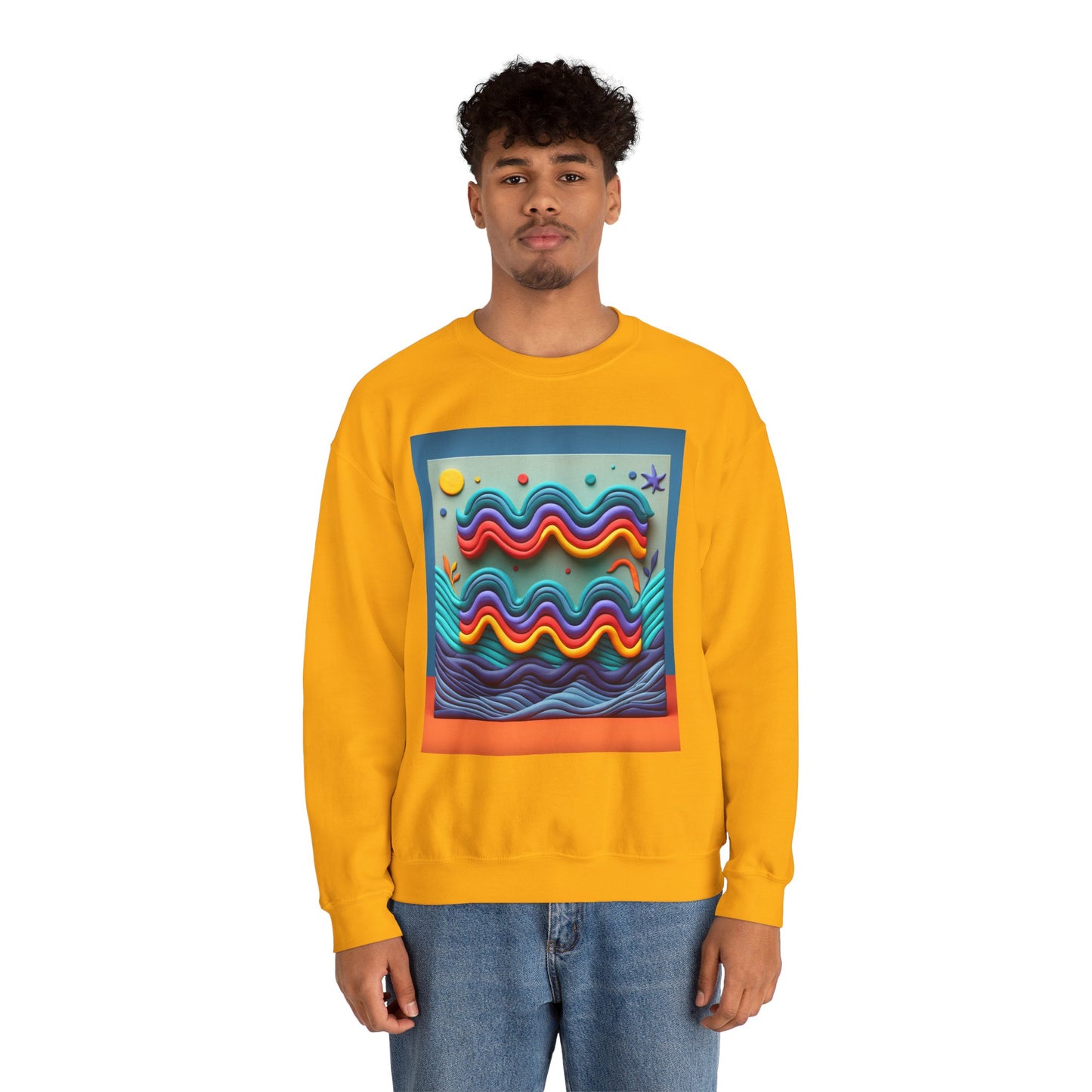 Unisex Heavy Blend™ Crewneck Sweatshirt, Water Painting, Aquarius Zodiac Design