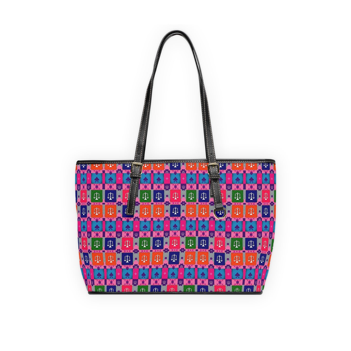 Leather Shoulder Bag, Libra, Zodiac, Shapes Pattern