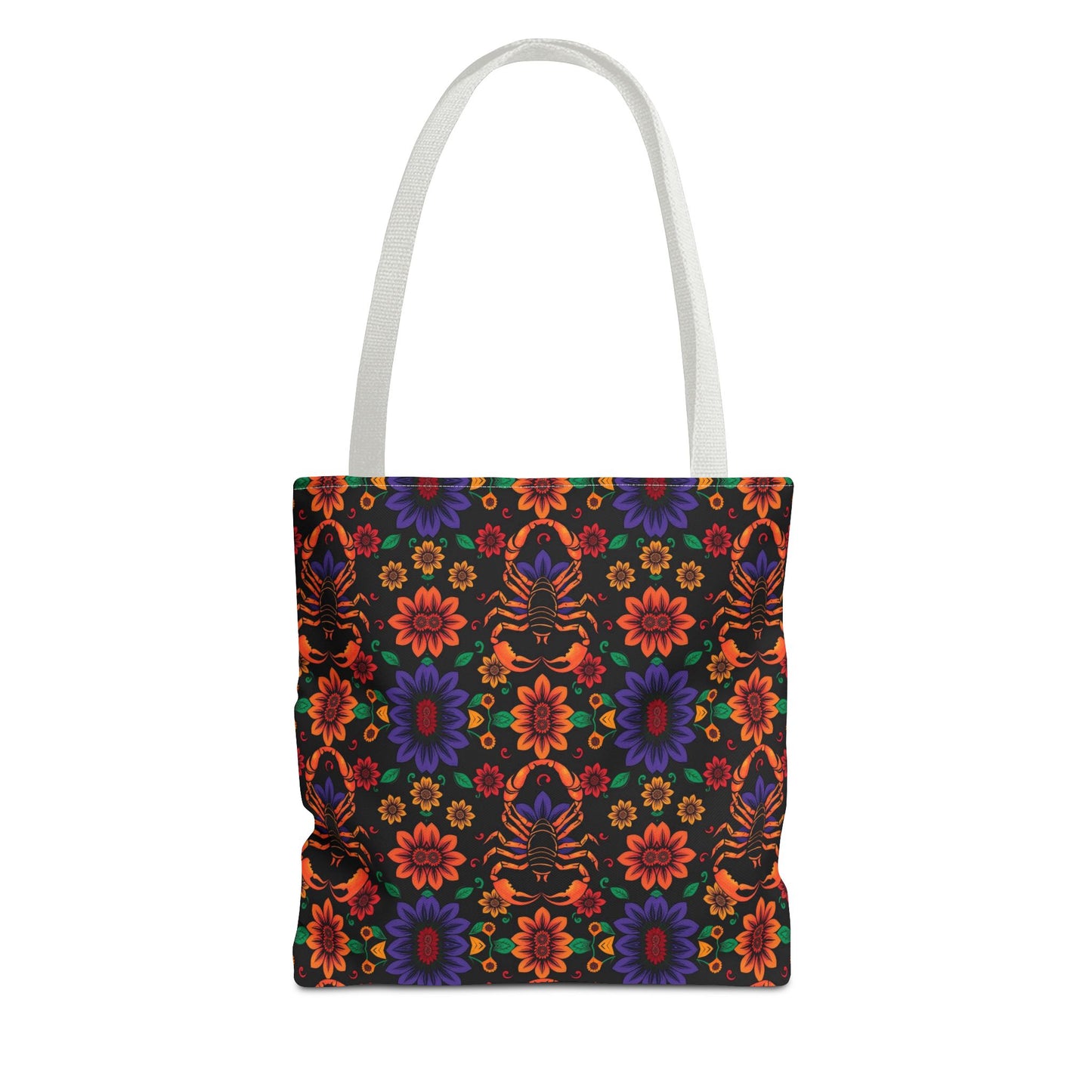 Tote Bag, (AOP), Scorpio, Zodiac v6, Flower Pattern