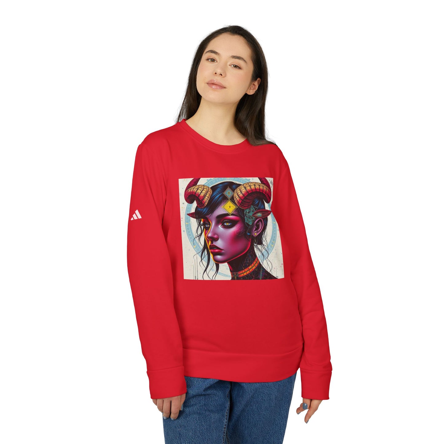 Adidas, Unisex Fleece Crewneck Sweatshirt, Taurus, Pop Art, Zodiac