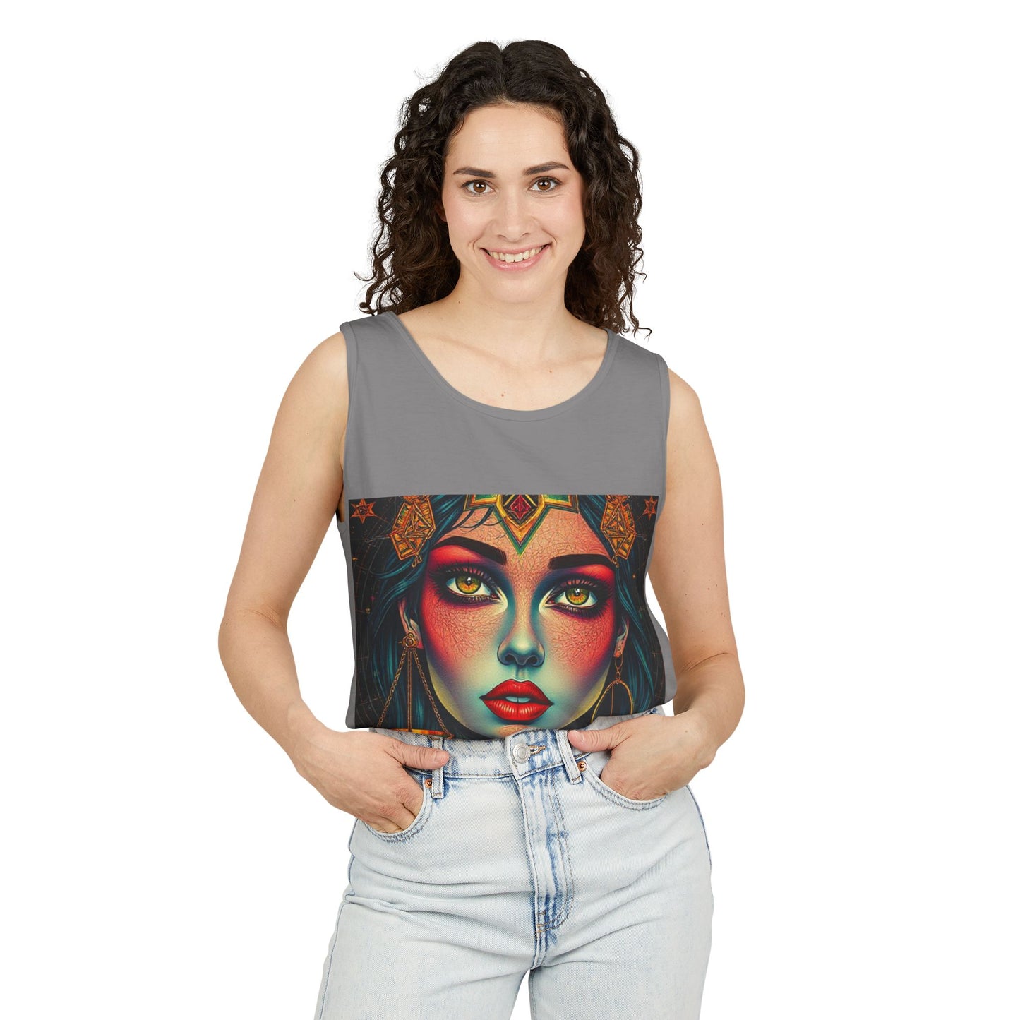 Unisex Garment-Dyed, Tank Top, Libra Design, Pop Art, 100% US cotton