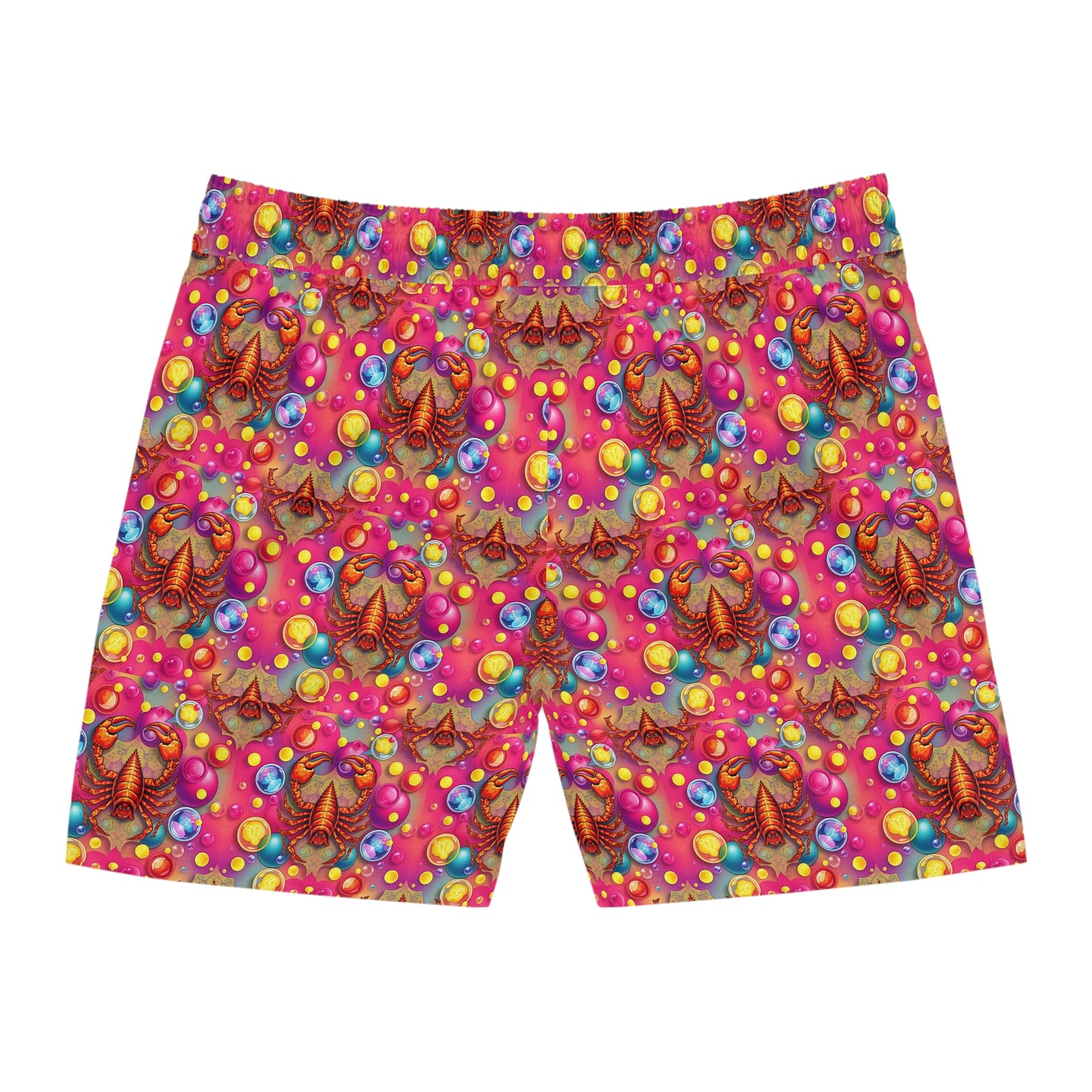 Men's Mid-Length Swim Shorts, (AOP), Scorpio, Zodiac v3, Bubble Pattern