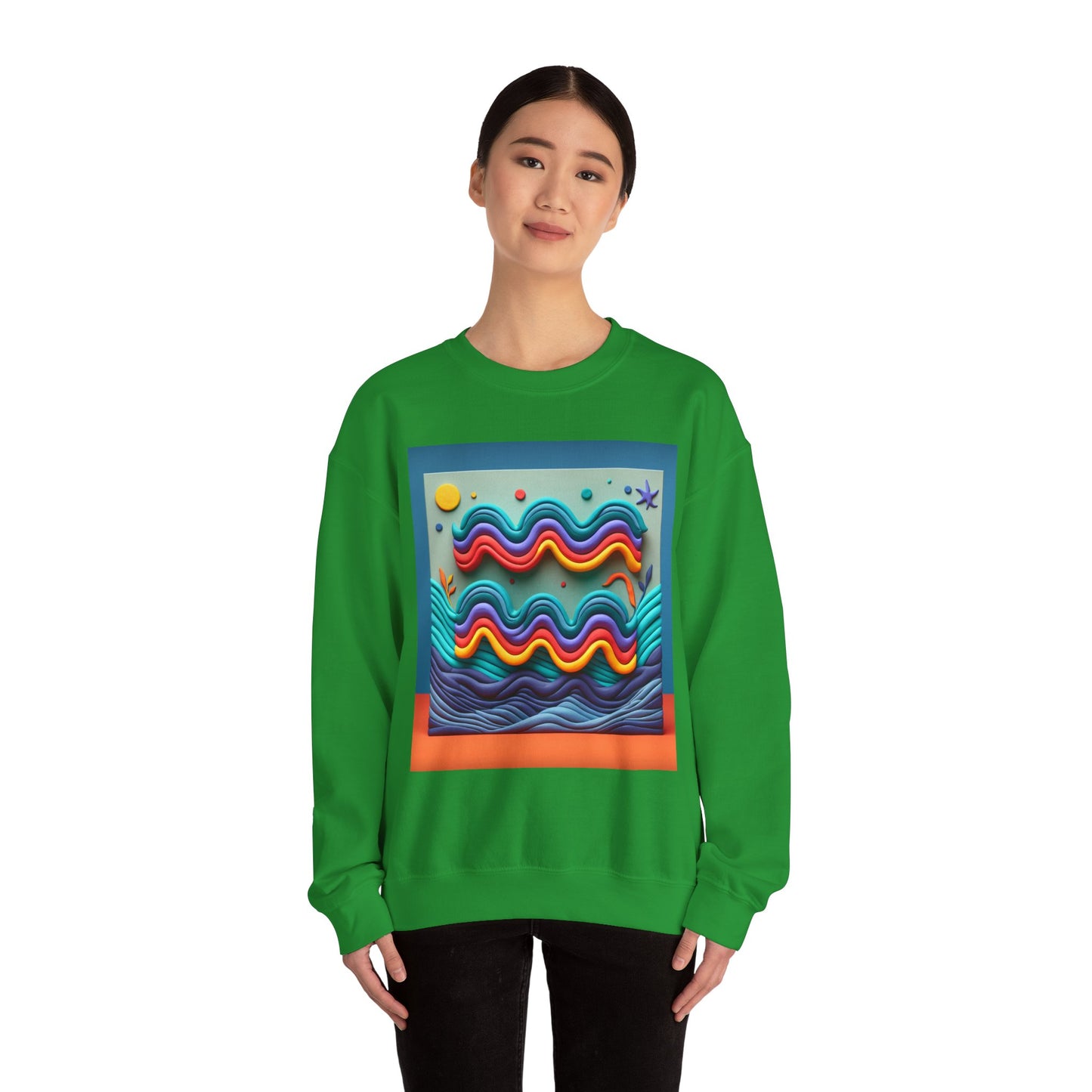 Unisex Heavy Blend™ Crewneck Sweatshirt, Water Painting, Aquarius Zodiac Design
