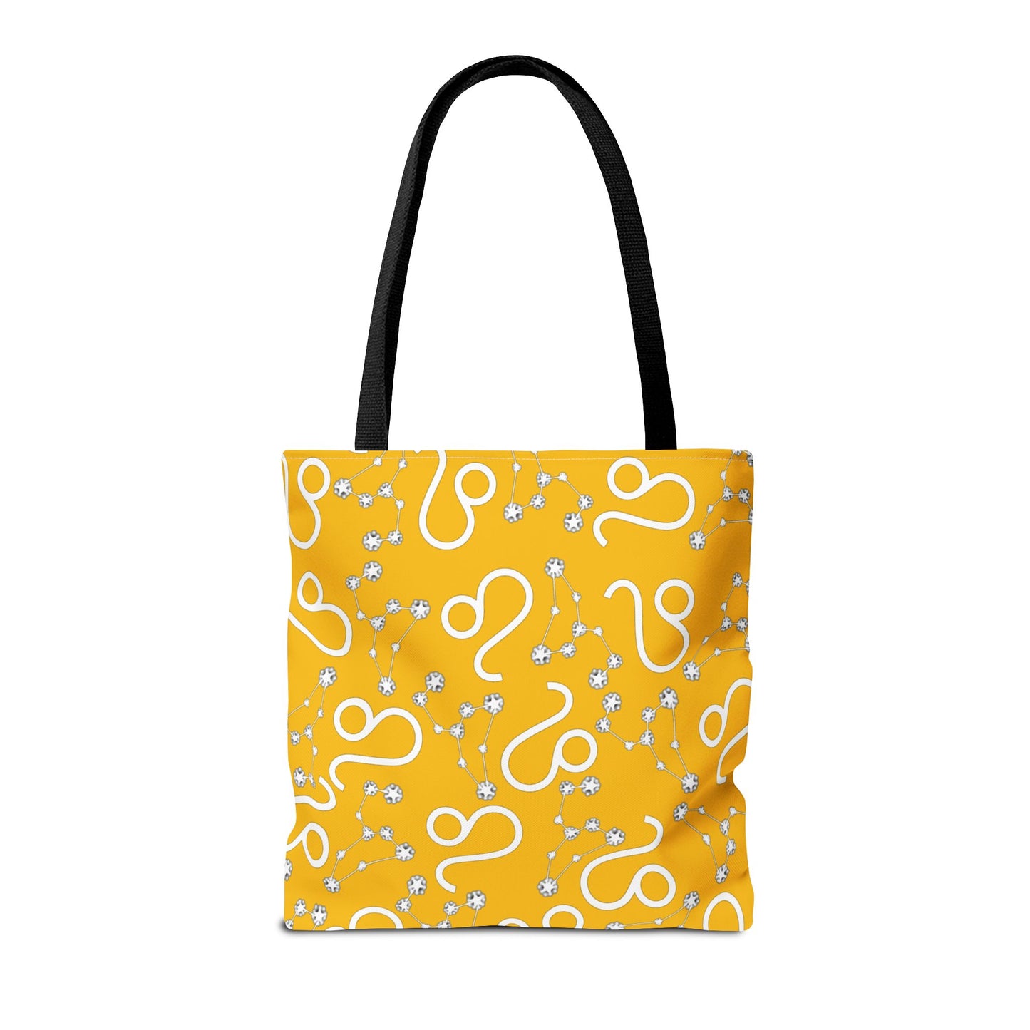 Tote Bag, Leo Zodiac Sign, AOP, (Yellow, White)