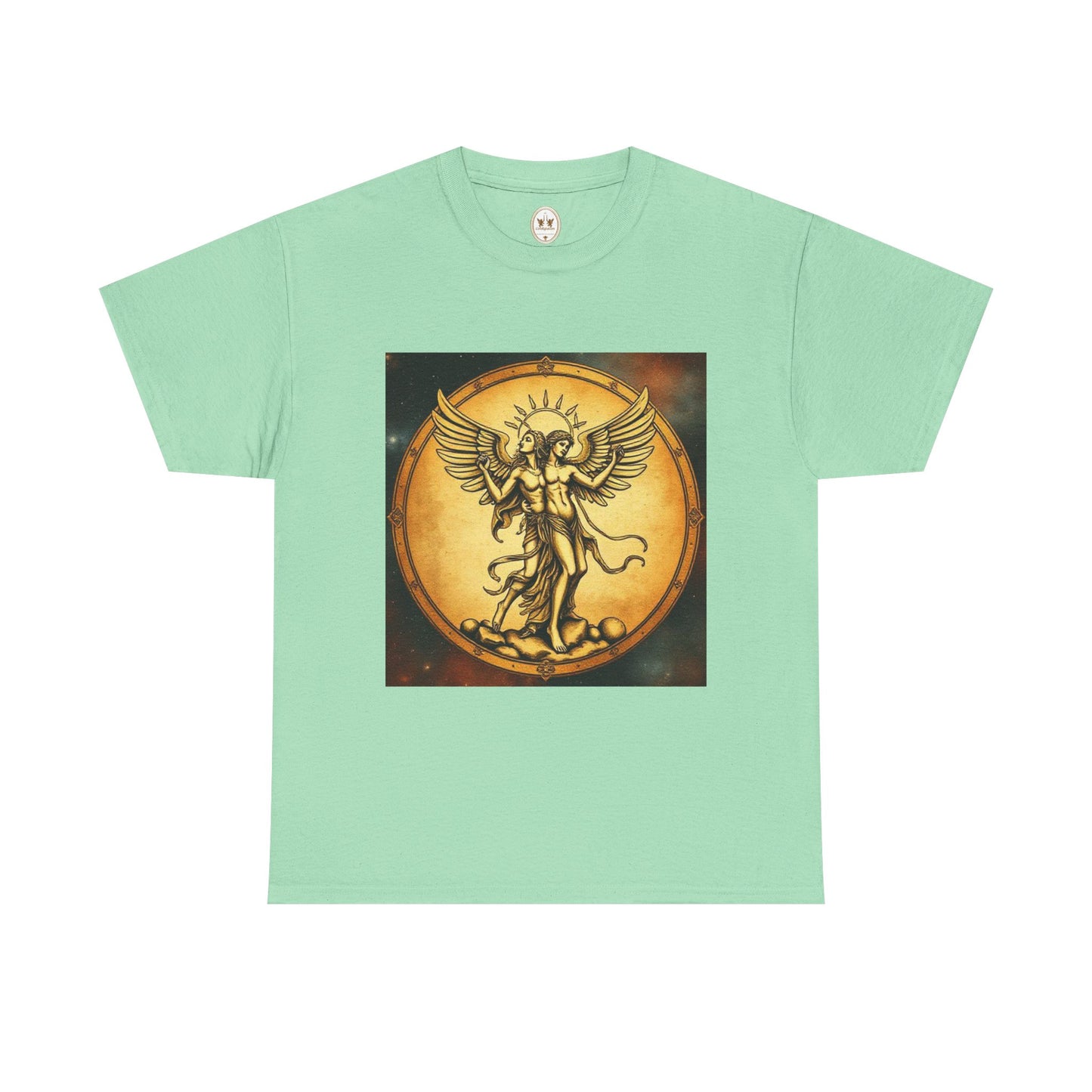 Unisex Heavy Cotton T-Shirt, Twin Angel v1, Gemini Zodiac Design